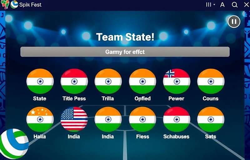 Spike Fest: Indian Volleyball gameplay showing team selection screen with Indian states